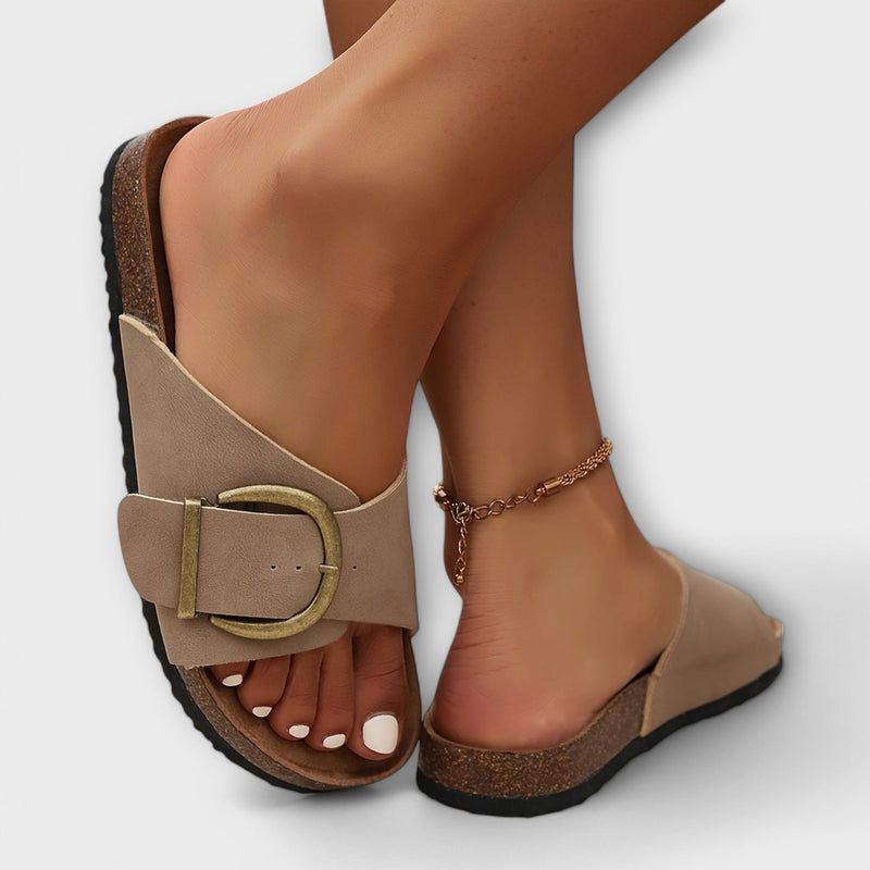 Margie - Dam Kork Sandaler med Spännband Design