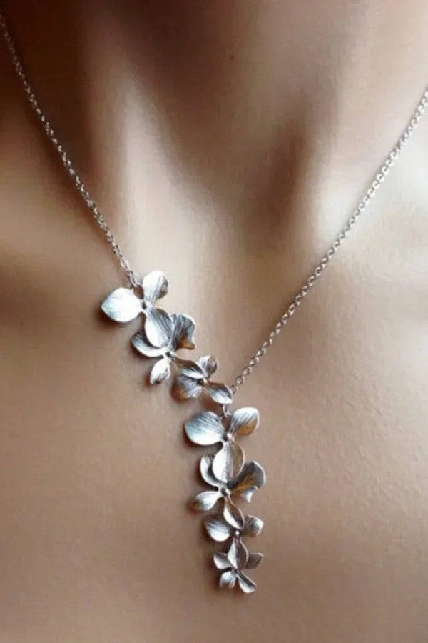 Antik Silver Blommig Halsband
