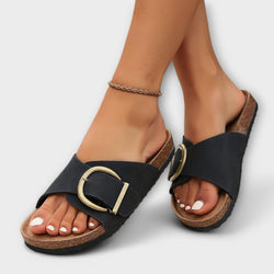Margie - Dam Kork Sandaler med Spännband Design