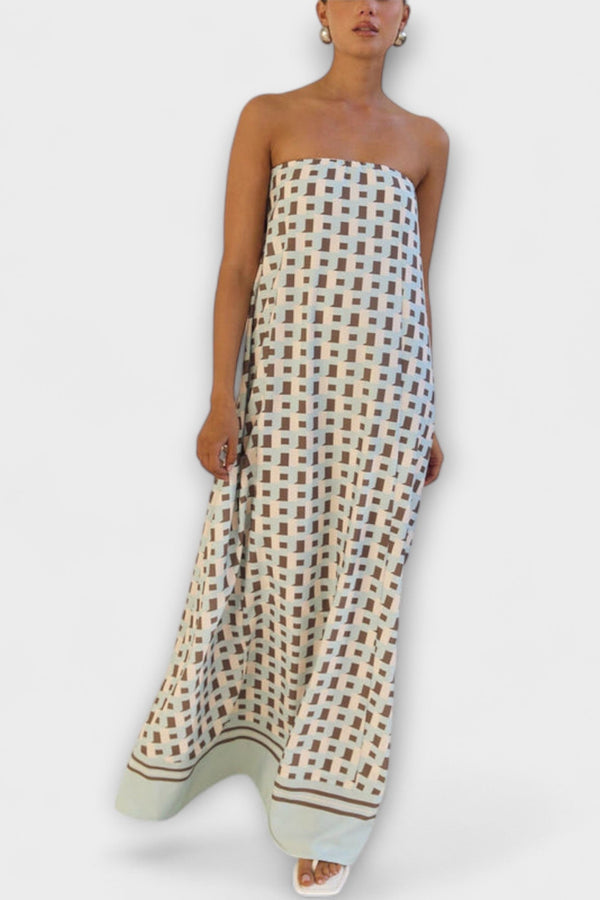 Hasel - Unik geometrisk Off-Shoulder Maxi-Klänning