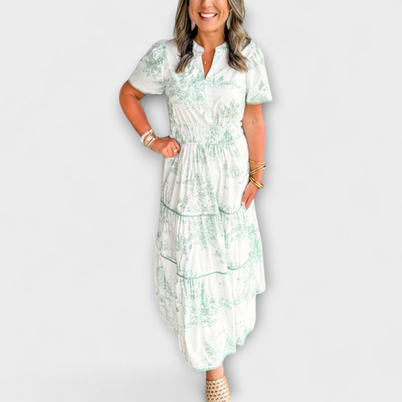 Eliza - Tidlös Toile Maxi-klänning
