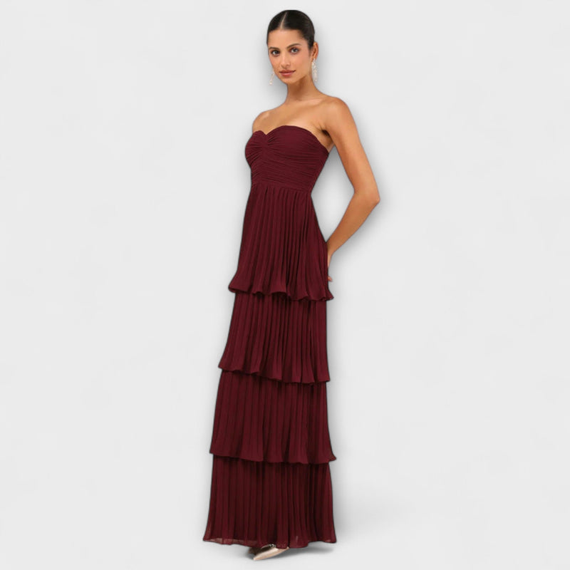 Lorena - Off-shoulder, lager-på-lager Maxiklänning
