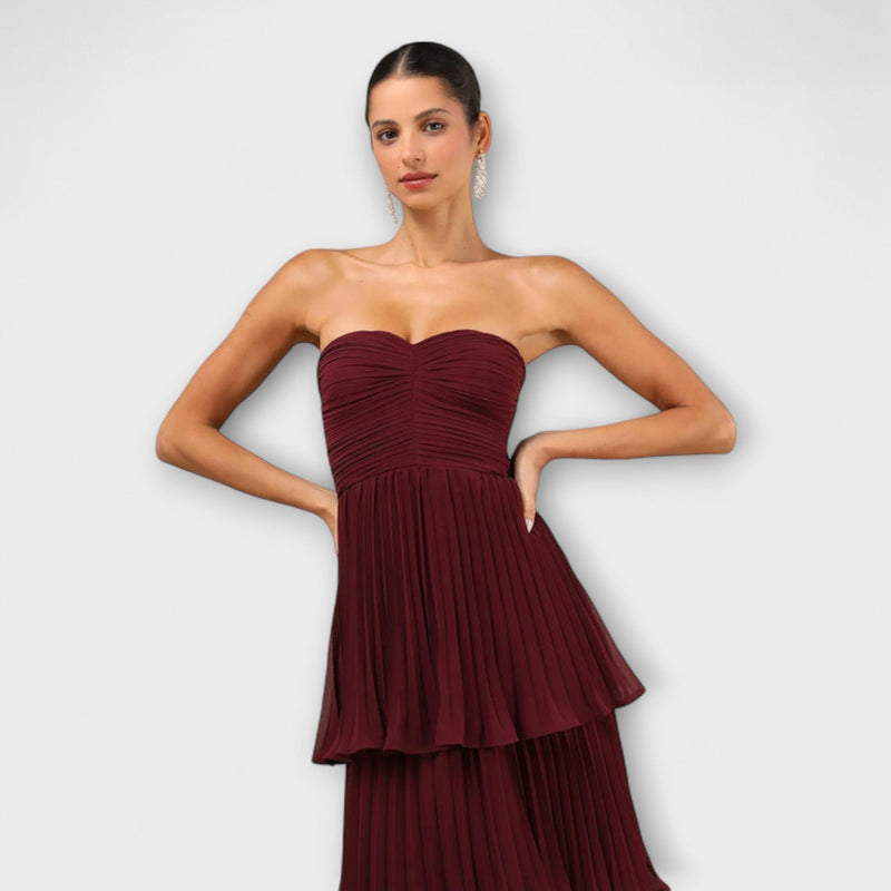 Lorena - Off-shoulder, lager-på-lager Maxiklänning