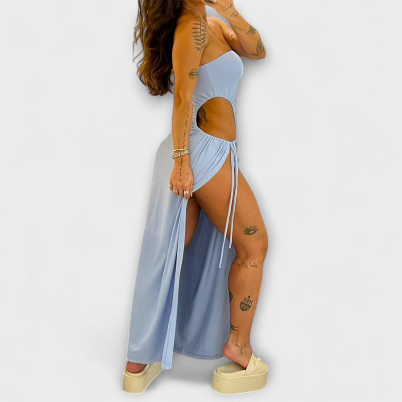Winona - Bandeau-Tie Bodysuit-Klänning med Sidslitsar