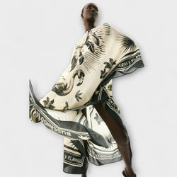 Melissa - Extra stort flamingotryck kaftan maxiklänning