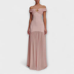 Maelie - Snyggt strapless bodycon maxiklänning med blommiga detaljer