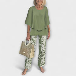 Rosamund - Modernt Set med Bekväm Blus och Byxor