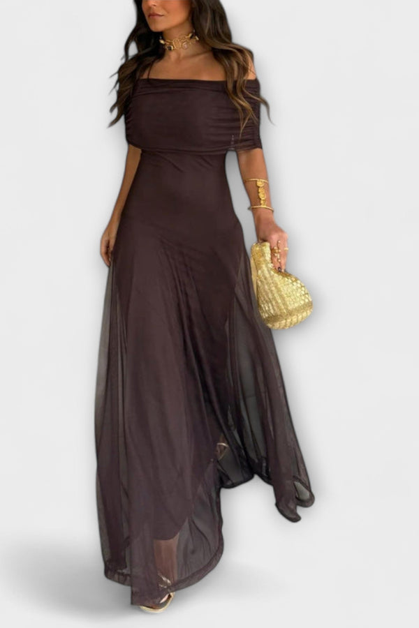 Äng - Toledo En-axlad Mesh Maxi Klänning