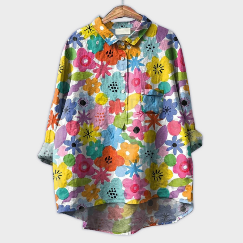 Magdalena - Handgjord damblus med blommönster