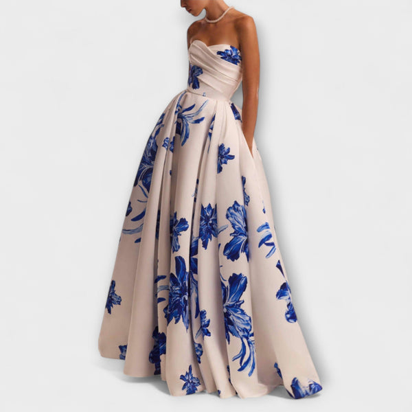Rosalie - Snygg Off-Shoulder Blommig Maxiklänning