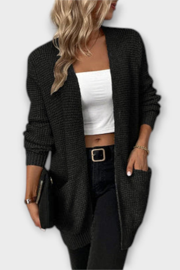 Nancy - avslappnad stickad cardigan med fickor