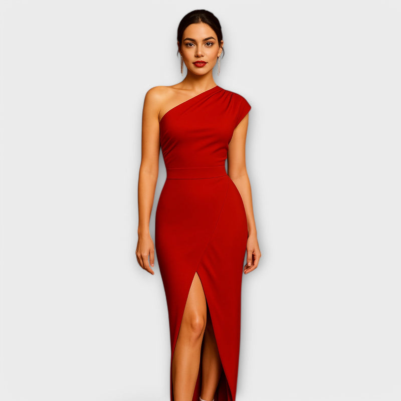 Elegant asymmetrisk aftonklänning
