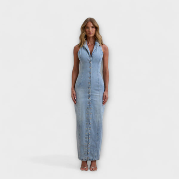 Lacey - Mid Wash Denim Maxiklänning
