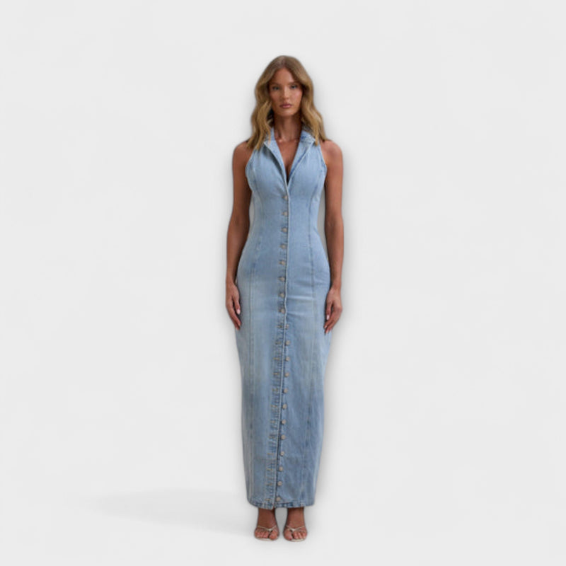 Lacey - Mid Wash Denim Maxiklänning