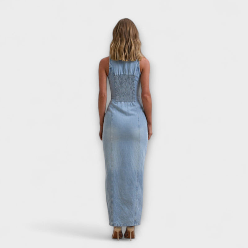 Lacey - Mid Wash Denim Maxiklänning