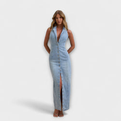 Lacey - Mid Wash Denim Maxiklänning
