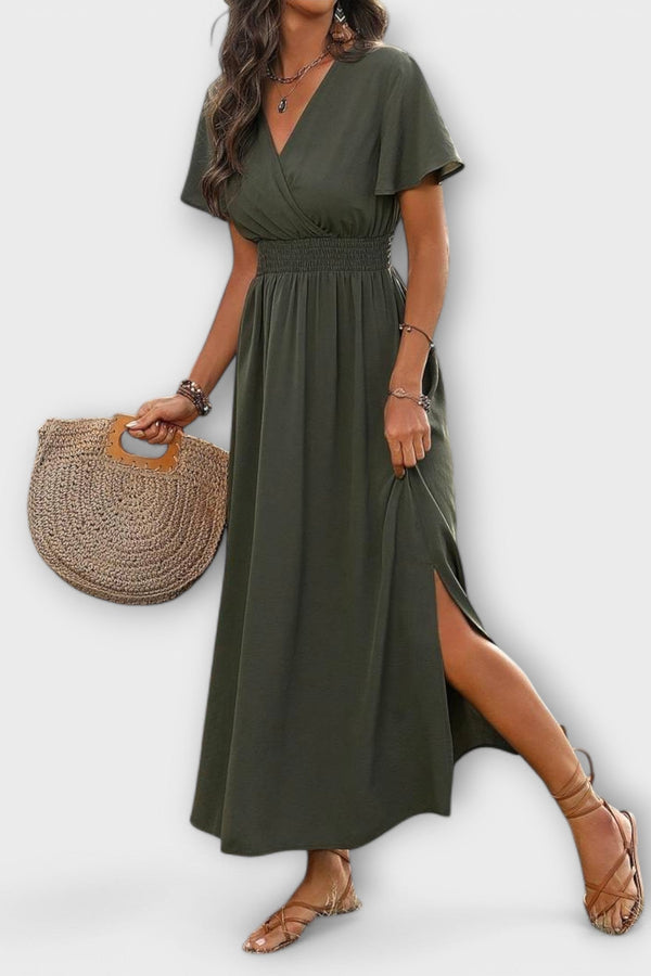 Heather - Elegant Boho Klänning med V-ringning och långa ärmar