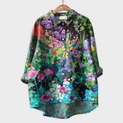 Magdalena - Handgjord damblus med blommönster