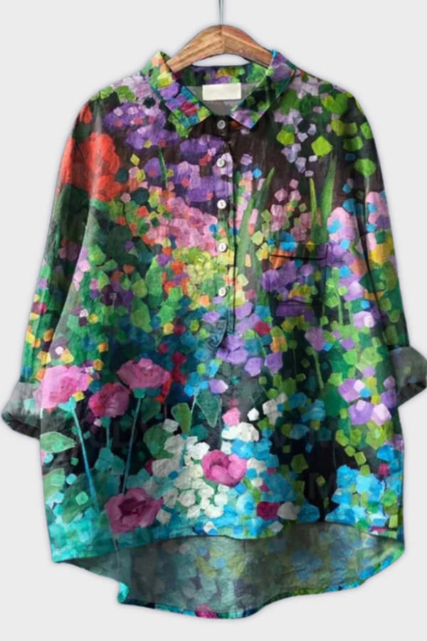 Magdalena - Handgjord damblus med blommönster