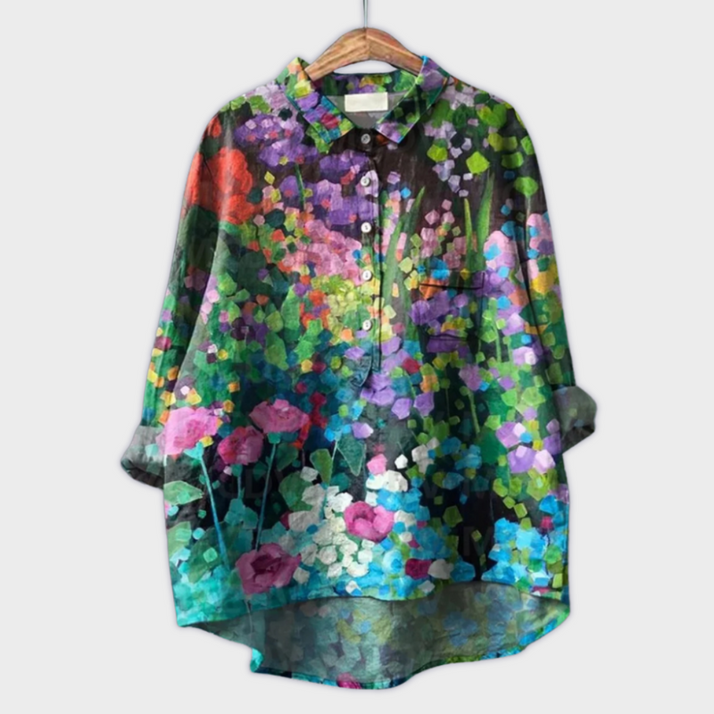 Magdalena - Handgjord damblus med blommönster