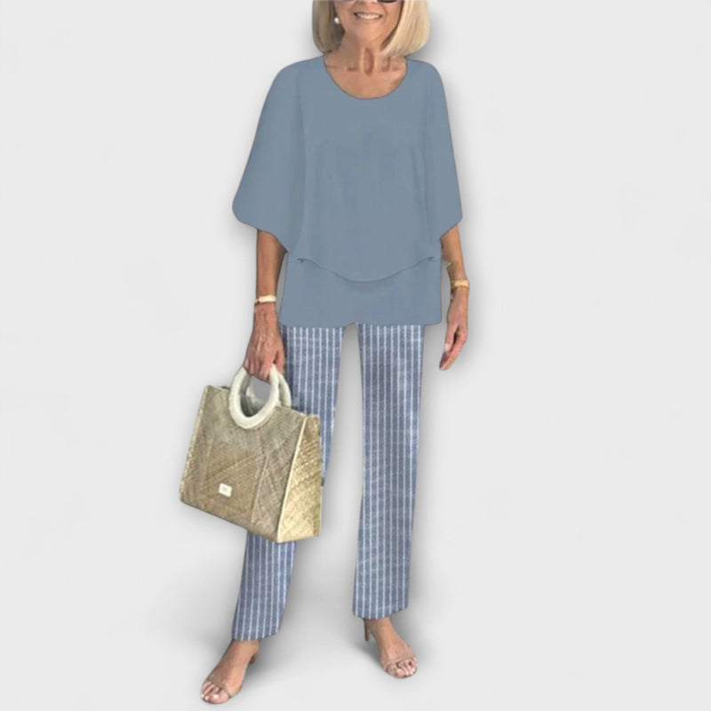 Rosamund - Modernt Set med Bekväm Blus och Byxor
