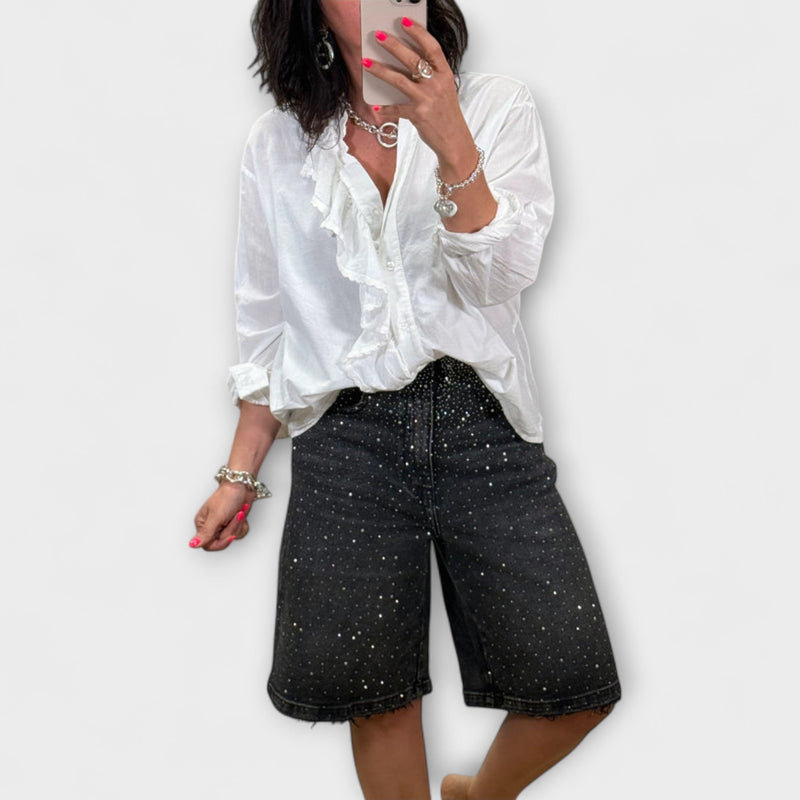 Amaris - Bermudashorts med strassdekorationer