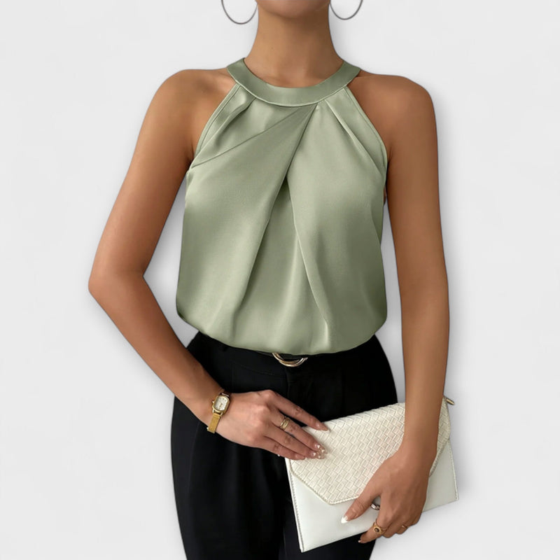 Skye - Elegant satinblus med off-shoulder-design