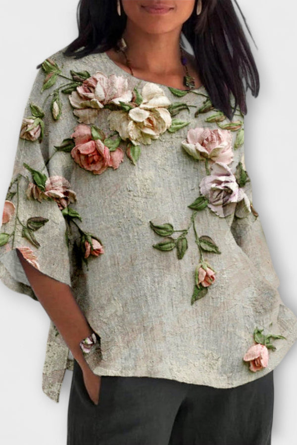 Amelia - Topp med blommönster