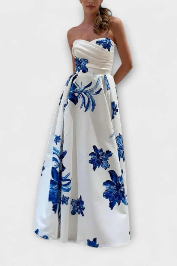 Rosalie - Snygg Off-Shoulder Blommig Maxiklänning