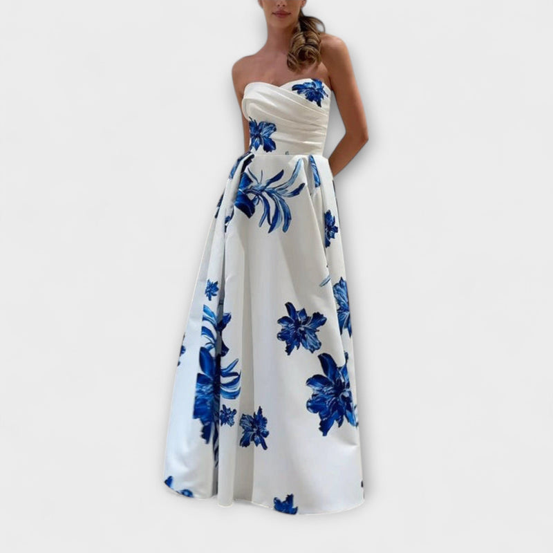 Rosalie - Snygg Off-Shoulder Blommig Maxiklänning