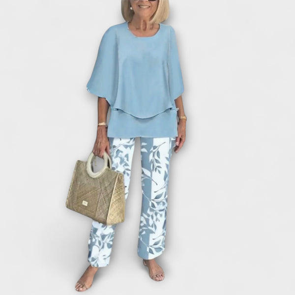 Rosamund - Modernt Set med Bekväm Blus och Byxor