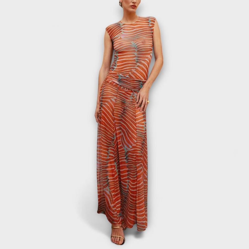 Phoenix - Glittrande Våg-Mesh-Bodysuit
