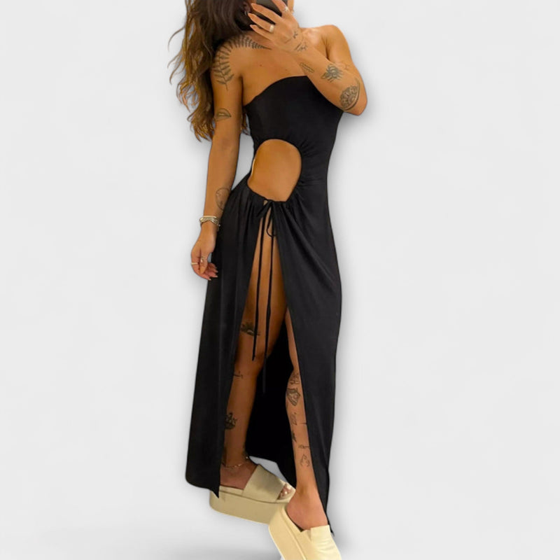 Winona - Bandeau-Tie Bodysuit-Klänning med Sidslitsar