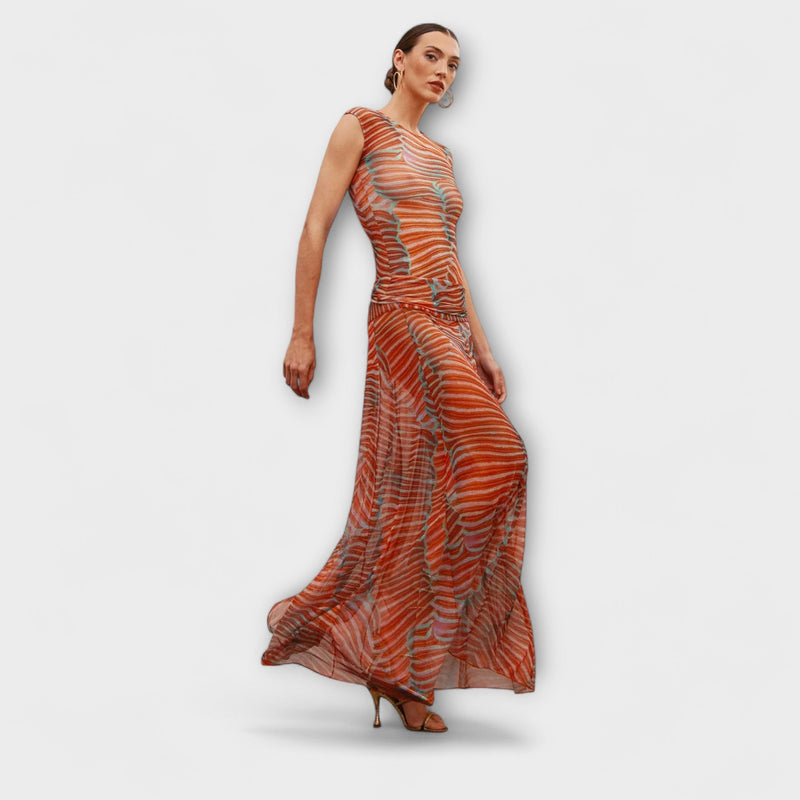 Phoenix - Glittrande Våg-Mesh-Bodysuit