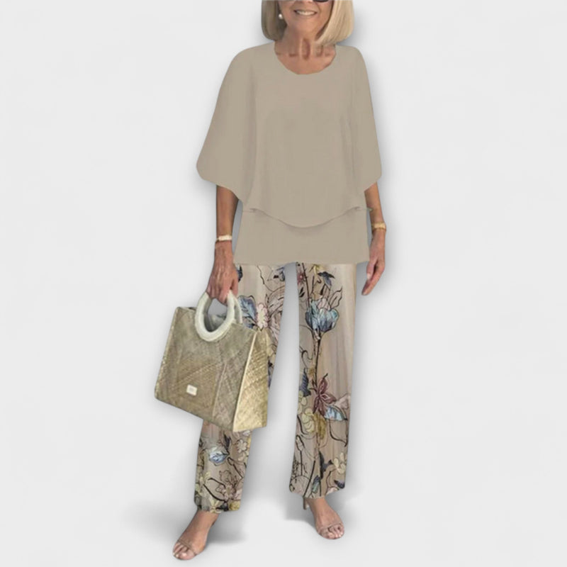 Rosamund - Modernt Set med Bekväm Blus och Byxor