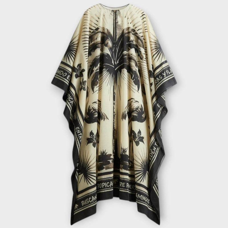 Melissa - Extra stort flamingotryck kaftan maxiklänning
