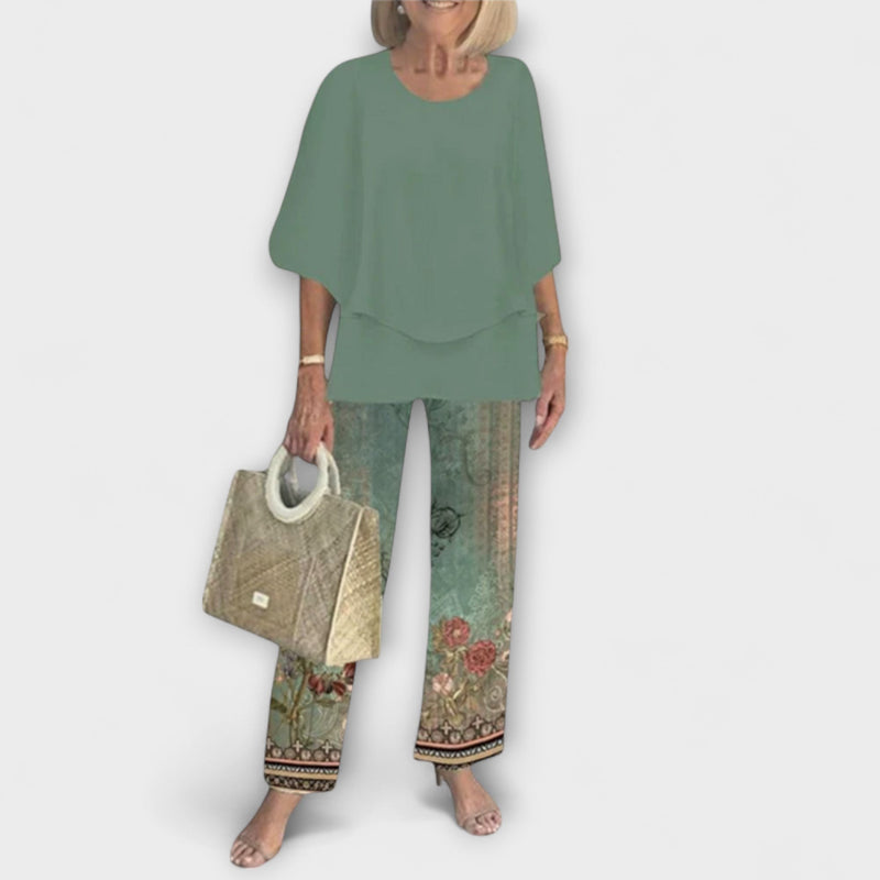Rosamund - Modernt Set med Bekväm Blus och Byxor