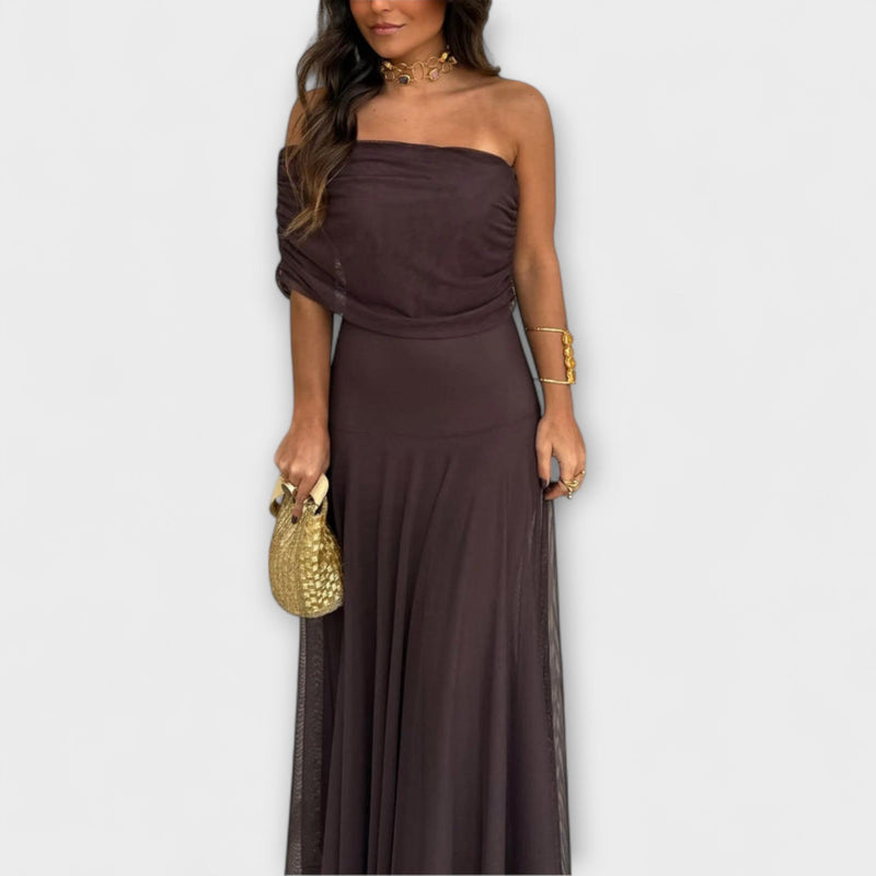Äng - Toledo En-axlad Mesh Maxi Klänning