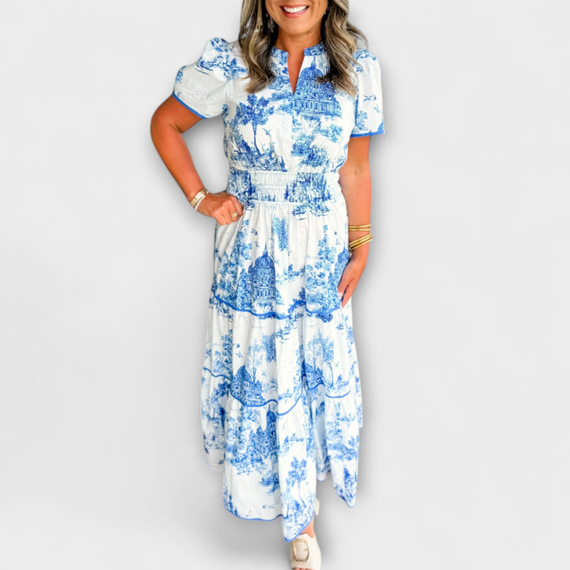 Eliza - Tidlös Toile Maxi-klänning