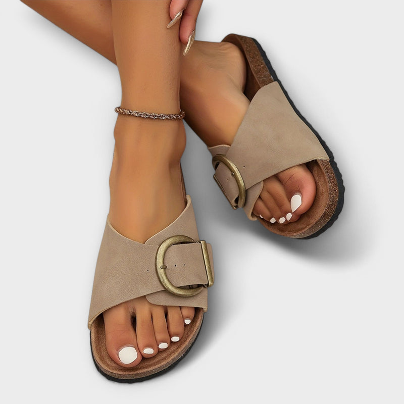 Margie - Dam Kork Sandaler med Spännband Design