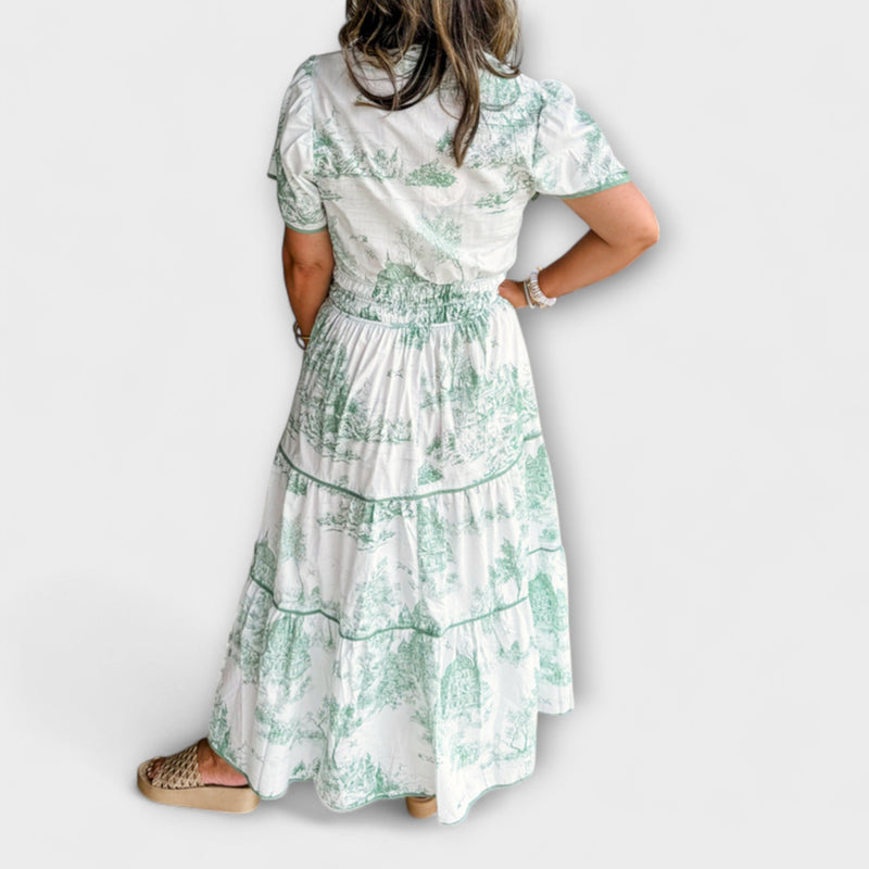 Eliza - Tidlös Toile Maxi-klänning