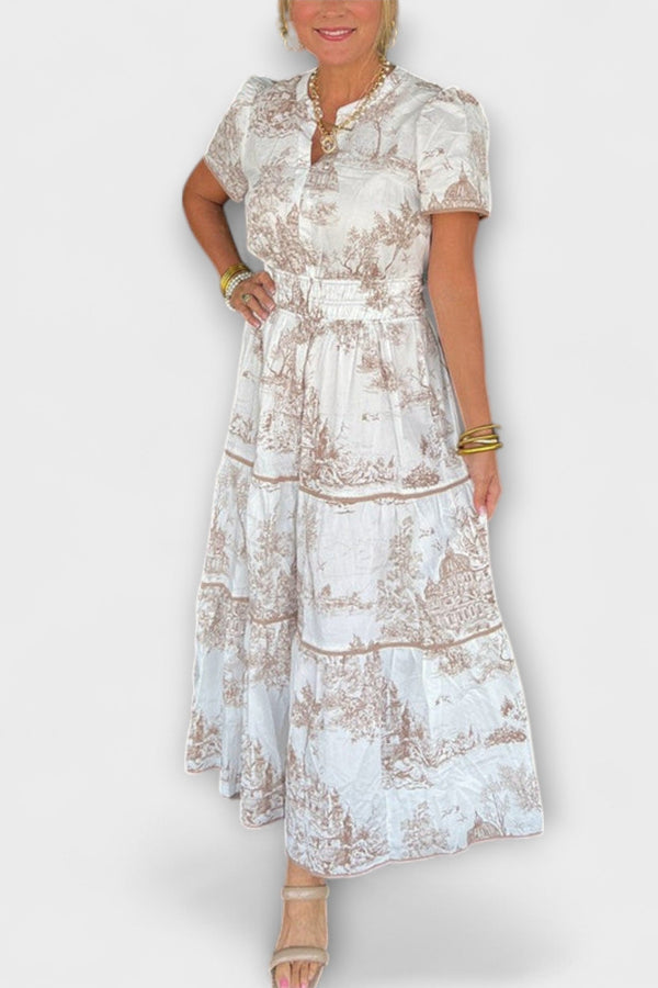 Eliza - Tidlös Toile Maxi-klänning