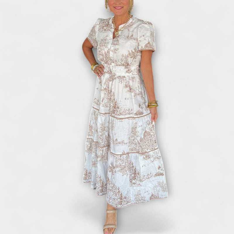Eliza - Tidlös Toile Maxi-klänning