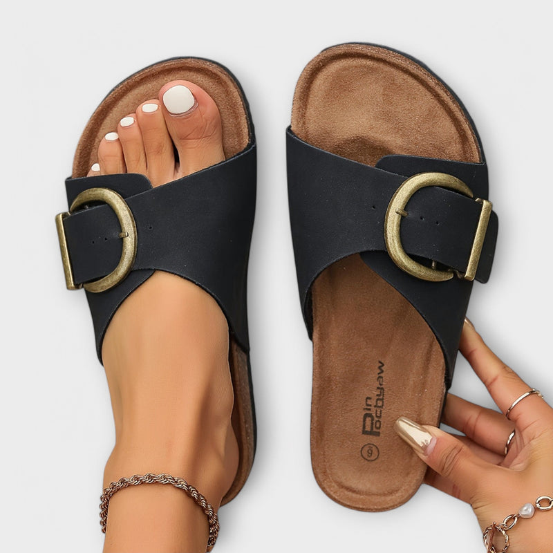 Margie - Dam Kork Sandaler med Spännband Design
