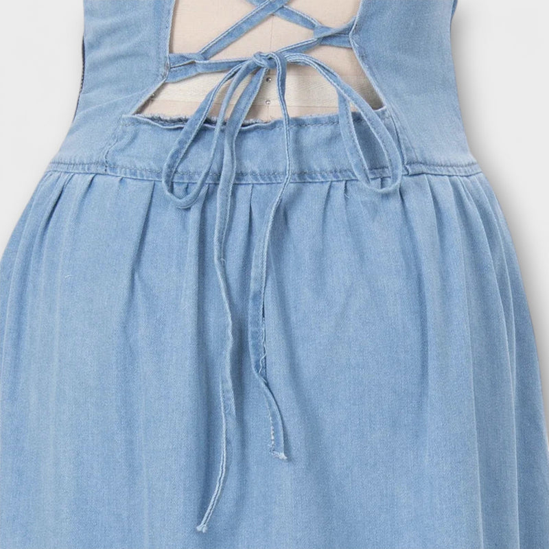 Lux - Denim Blå Off-Shoulder Klänning