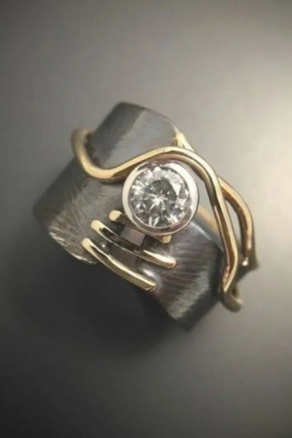 Retro Mörk Silver Zirkonia Ring
