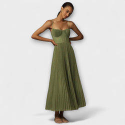 Marilyn - Faltenkjol Midi Klänning i Tyll med Bustier-design