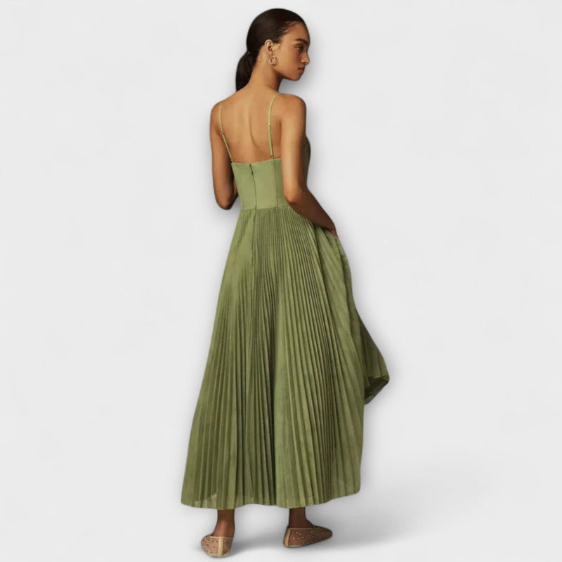 Marilyn - Faltenkjol Midi Klänning i Tyll med Bustier-design