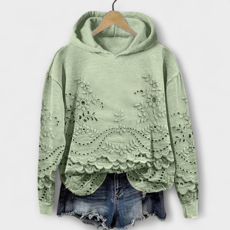 Grace – Vintage Hoodie med Blommönster