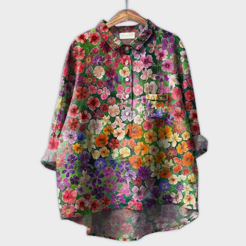Magdalena - Handgjord damblus med blommönster